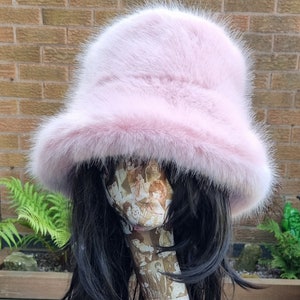 Baby Pink Super Luxury Faux Fur Bucket Hat- Baby Pink-Fuzzy Bucket Hat-Fur Hat-Fake Fur Hat-Rave Hat-Pink Bucket Hat-Cruelty Free-Vegan
