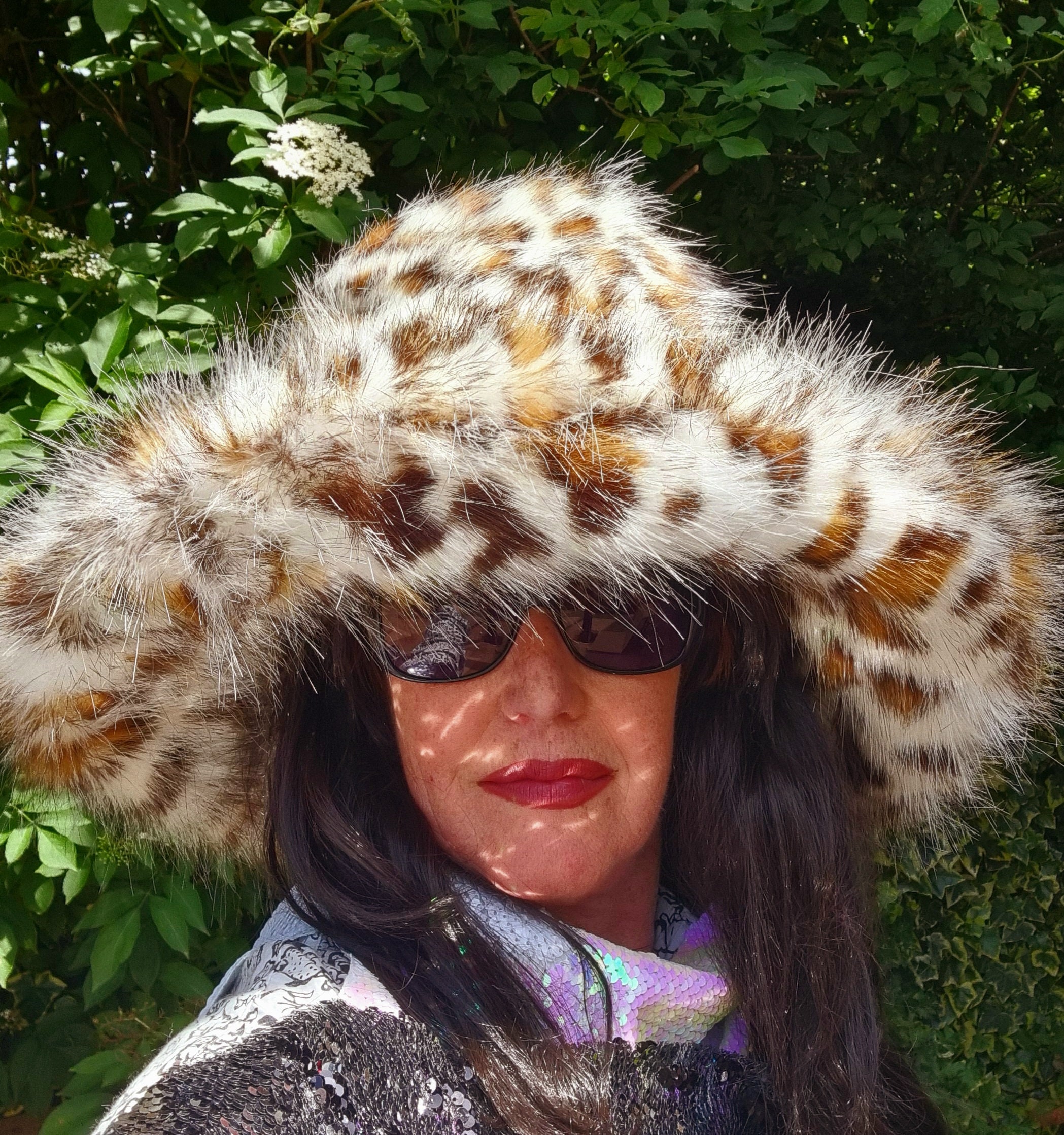 Leopard fur bucket hat sale