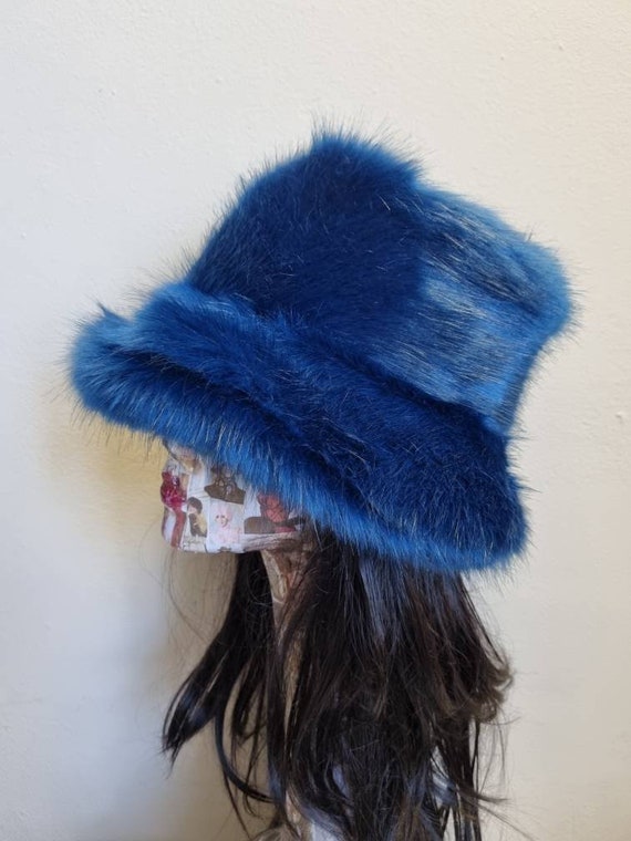 Navy blue fur hat sale