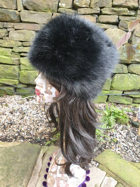 Posh Black Luxury Faux Fur Hat With 