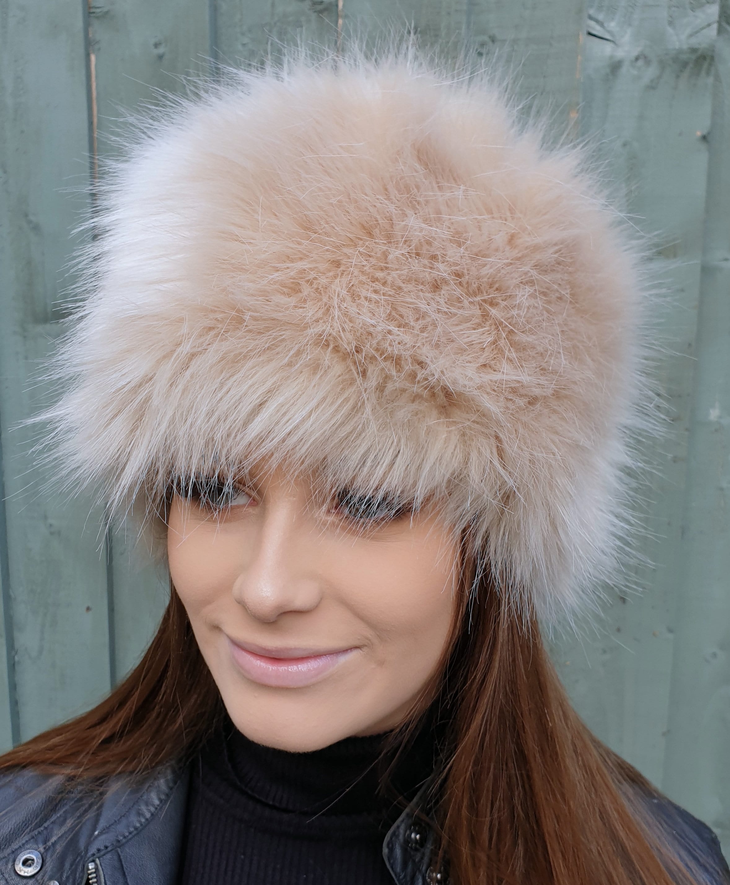 White Faux Fur Hat Russian Style With Cosy Polar Fleece 