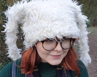 Tufty White Faux Fur Marshmallow Hat with Polar Fleece Lining