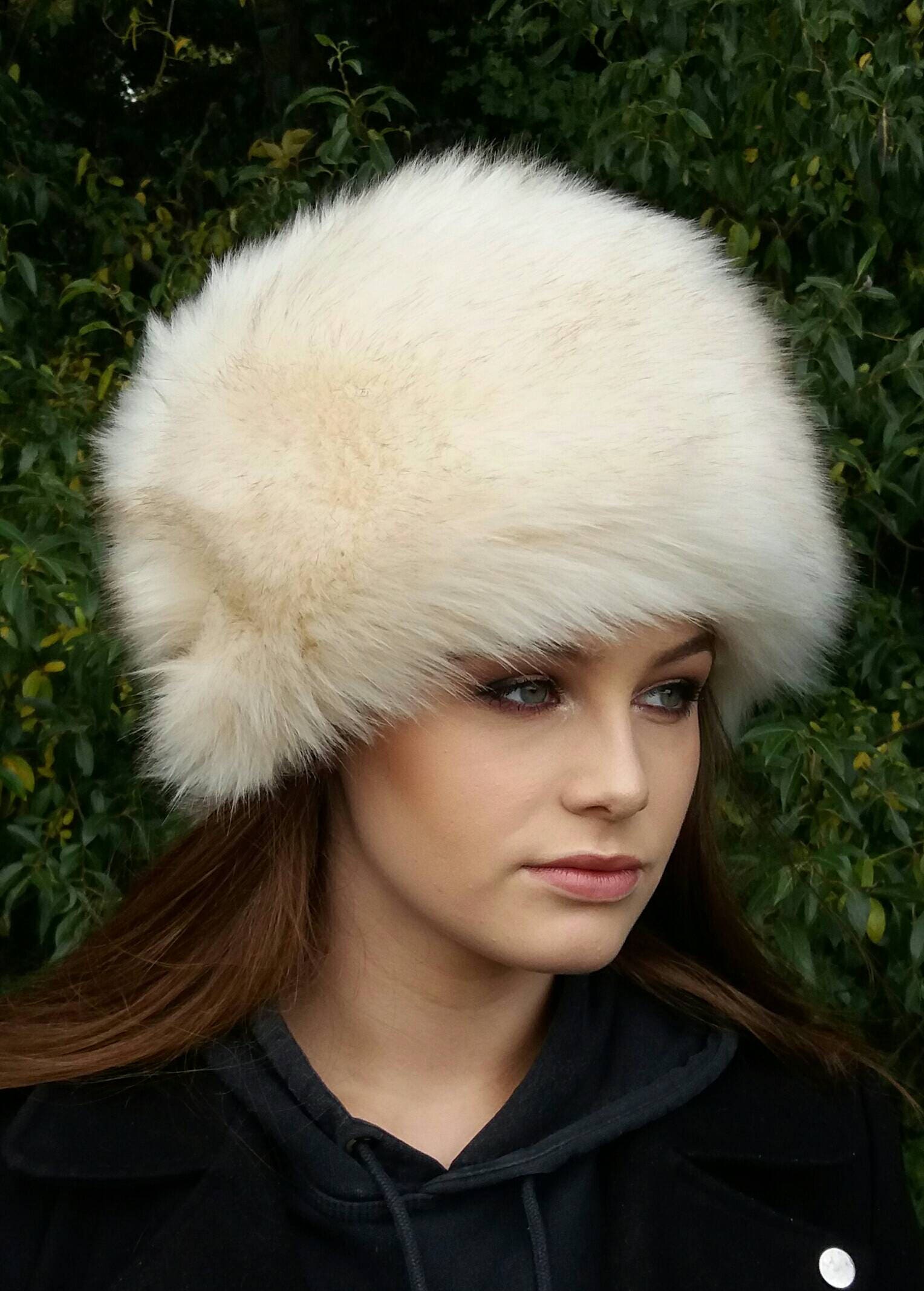 Beautiful Cream Faux Fur Hat with Cosy Polar Fleece Lining