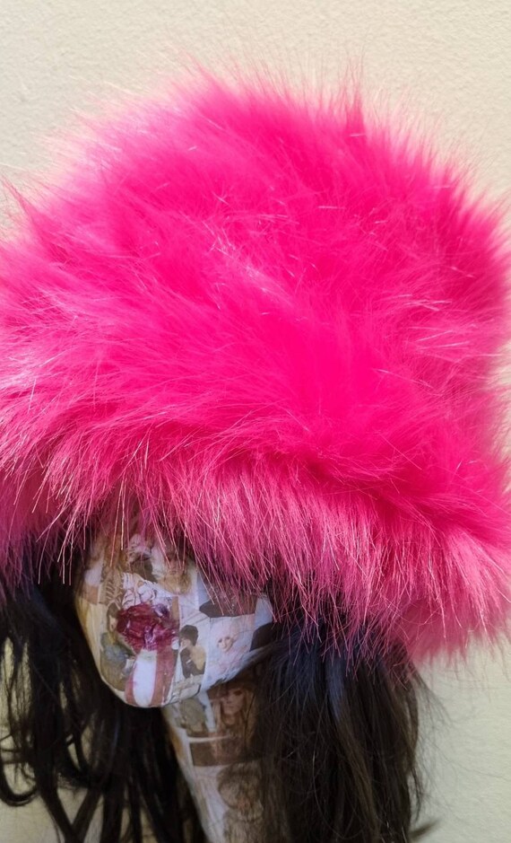 hot pink fur hat