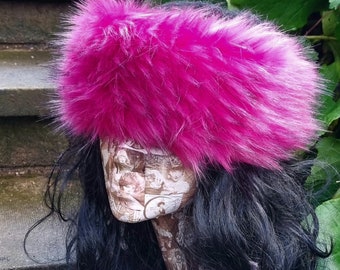 Magenta Luxury Fur Faux Headband-Pink Headband-Pink Fur Headwrap-Pink Fake Fur-Headwarmer-Pink Earwarmer