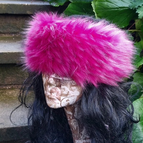 Magenta Luxury Fur Faux Headband-Pink Headband-Pink Fur Headwrap-Pink Fake Fur-Headwarmer-Pink Earwarmer