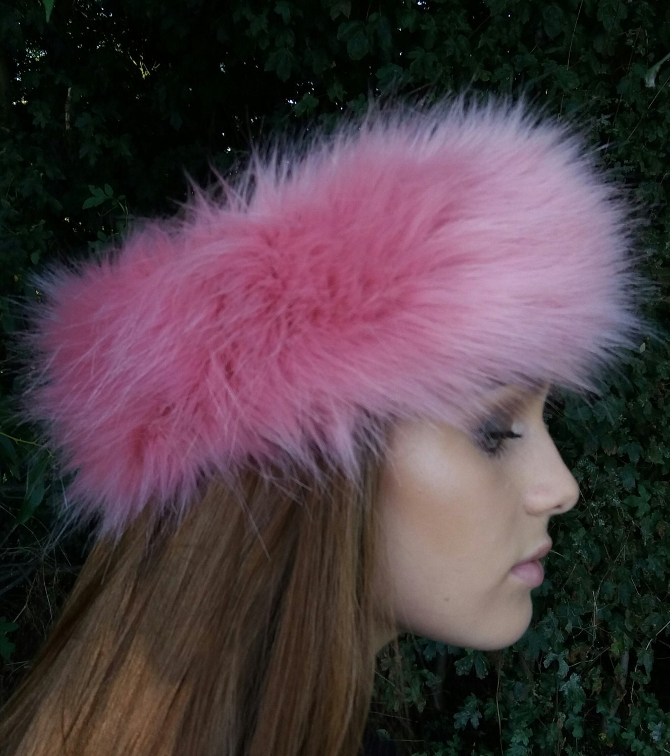 Pink Faux Fur Headband / Neckwarmer / Earwarmer Handmade in Lancashire  England