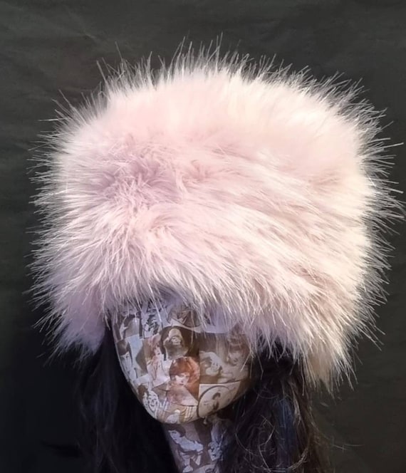 Baby Pink Luxury Faux Fur Hat With Polar Fleece Lining