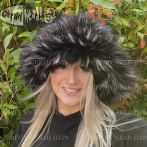 Mega flauschige schwarz graue Strähnen Eimer Hut-schwarzes Fell-Fuzzy Eimer Hut-Festival Hut-Fell Hut-Fake Pelz Hut-Rave Hut-Vegan Freundlich-Schwarzer Eimer