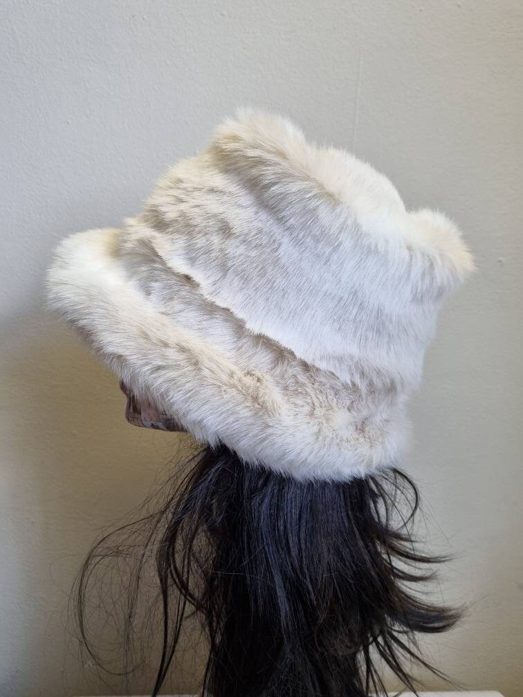 Cream Shades Luxury Faux Fur Bucket HatFestival HatFloppy HatFur Hat