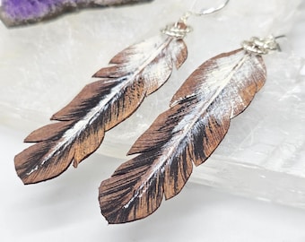 Earth & Sky – Leather Feather Earrings