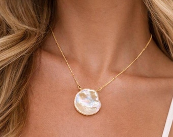 Keshi Pearl Necklace – Natural Organic Pearl on Gold-Filled Chain | Handmade Minimalist Jewelry