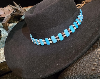Spiny Oyster Turquoise Leather Hatband | Western Style Jewelry