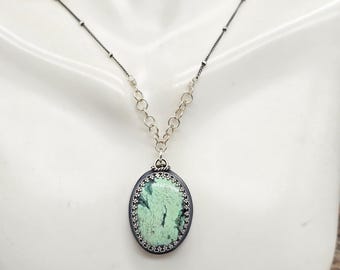 Desert Grace Necklace- Angel Wing Variscite Necklace – Sterling Silver Minimalist Faith Jewelry