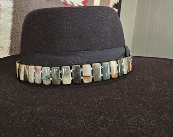 Mesa Dust: Jasper and Brown Leather Hatband