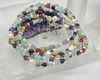 Gates of Heaven Wrap Bracelet: Multi-Stone 5-Strand Necklace