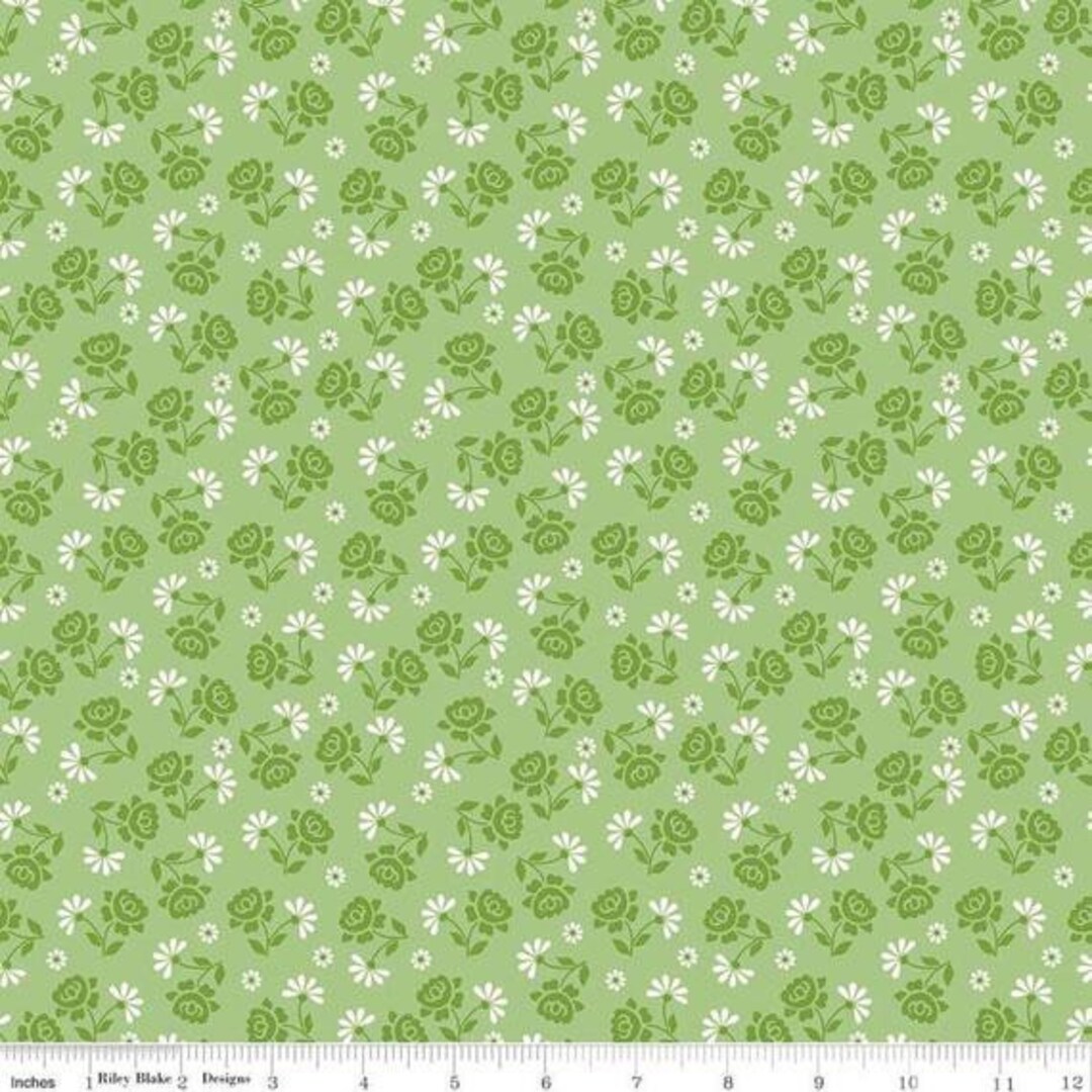 Green Roses Granny Chic by Lori Holt of Riley Blake C8523-green - Etsy