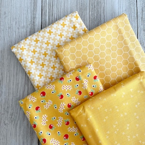Farm Girl Vintage Yellow Fat Quarter Bundle of 4 by Lori Holt of Riley Blake