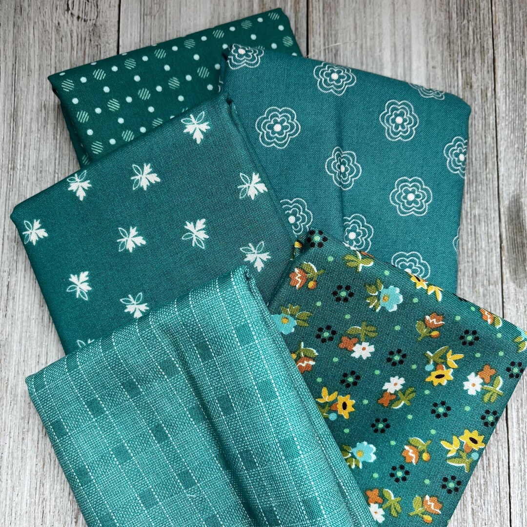 Fat Quarter Bundle of 5 Teal Blue by Lori Holt of Riley Blake - Etsy