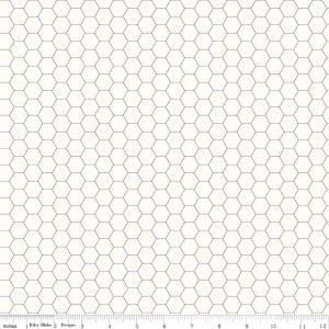 Lori Holt Farm Girl Honeycomb Bee Backgrounds Chicken Wire White and Gray by Riley Blake