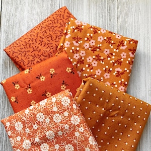 Baked with Love Fat Quarter Bundle of 5 Orange Prints by Lori Holt