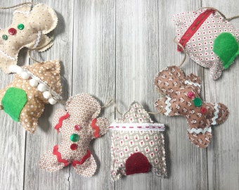 Easy Sew Gingerbread House and Gingerbread Man Garland Kit Beginner Learn to Sew