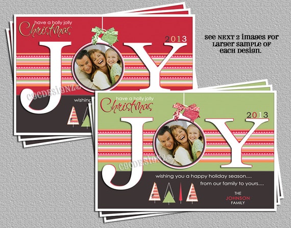 Items similar to Holiday, Christmas, Personalized Photo Cards &ndash;DIY Digital File -YOU PRINT on Etsy