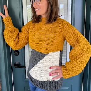 Cozy Colour Block Crochet Sweater PATTERN | Crochet Jumper PATTERN