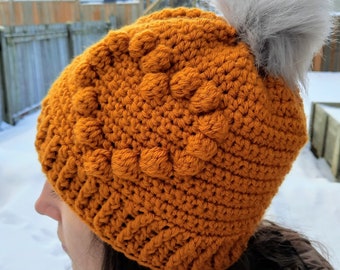 Crochet Sweetheart Hat PATTERN - 2 WAYS | Crochet Pom Pom Hat PATTERN | Crochet Messy Bun Hat Pattern