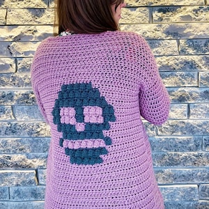 Adult Crochet Skull Cardigan PATTERN | Small - 3XL | Creepy Cardi PATTERN