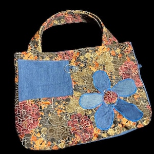 Epolstyle upcycled shopping patchwork tote handbag recycled 18x13” cotton bohemian music festival hippie eco friendly