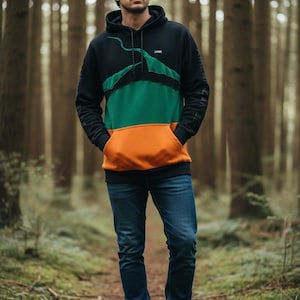 Epolstyle upcycled recycled patchwork hoodie sustainable bohemian style hippie wearable art eco friendly 40-50”