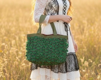 Bolso de compras Epolstyle de algodón reciclado con patchwork, correas de 38 x 25 cm, estilo bohemio, hippie, ecológico, para festivales de música