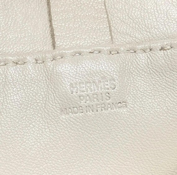 Auth HERMES Clou de Selle Cream Veau Swift Square… - image 7
