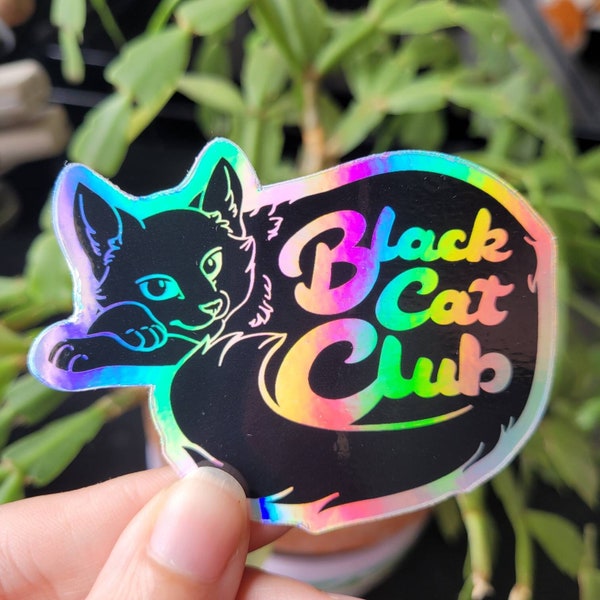 Black Cat Club Holographic Vinyl Sticker