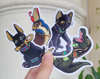 Egyptische goden - Anubis, Bast, Sobek, Horus - vinylstickers