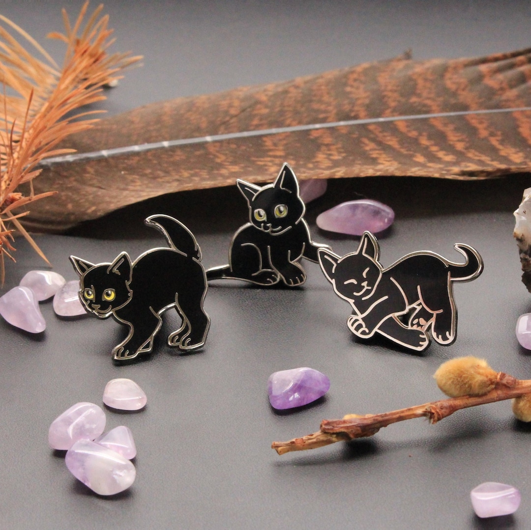 Kitten Trio ~ Hard Enamel Pins From the Black Cats Collection. - Etsy
