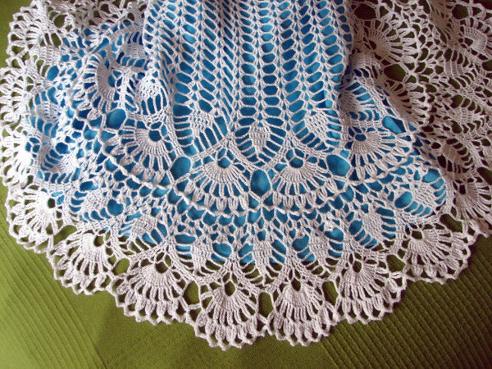 White Crochet Skirt, Lace Summer Skirt for Girl, White and Turquoise ...