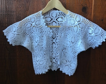 White Crochet Bolero, Cotton Shrug, Summer Bolero for Girl, Handmade Lace Bolero, Made for order