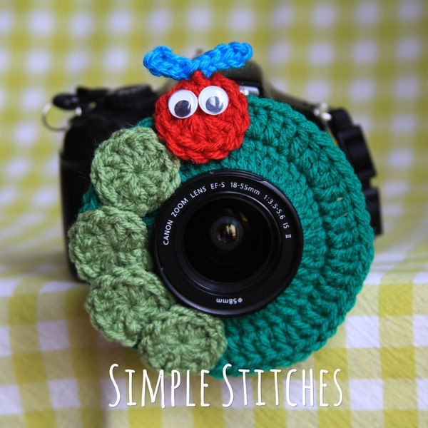 Caterpillar Camera Lens Buddy - Crocheted Lens Helper
