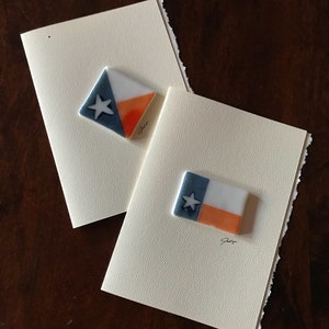 Fused Glass Texas State Flag Keepsake on a 5&quot; x 7&quot; Blank Card