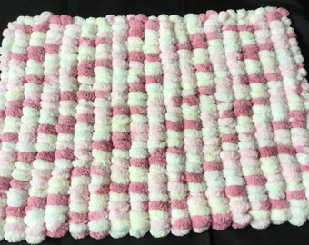 40 x 60 inch rozeroze witte crème babydeken met pompons