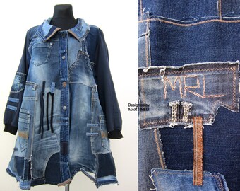 plus size long denim duster