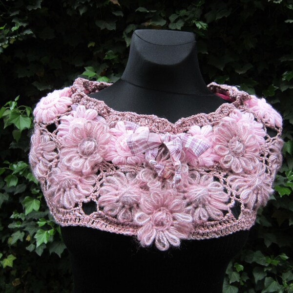 Pink Crochet Scarf, Crochet Neckwormer, Crochet Cowl Scarf, Shrug Shawl