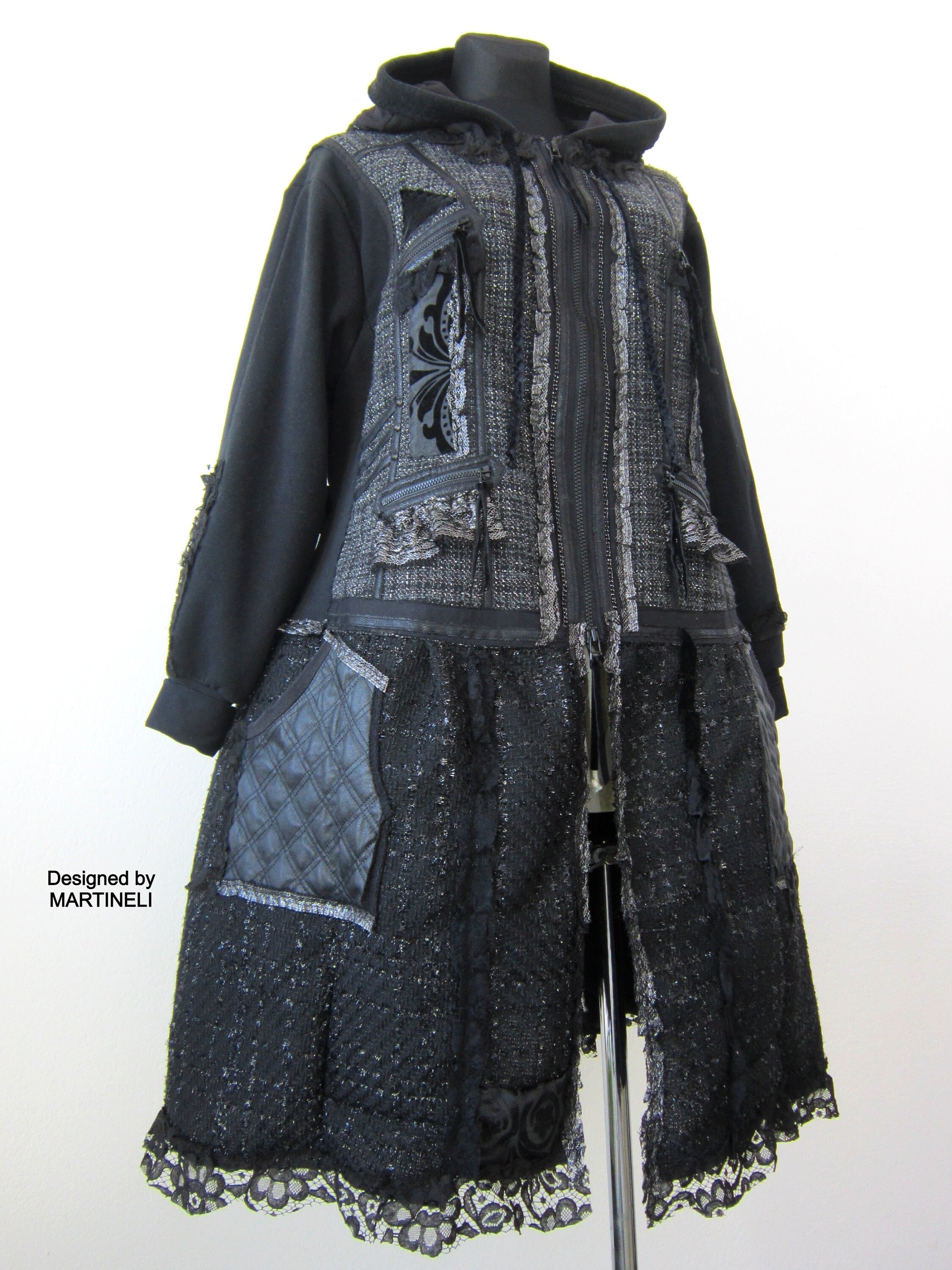Plus Size Black Gothic Hooded Coatupcycled Clothing for Etsy UK