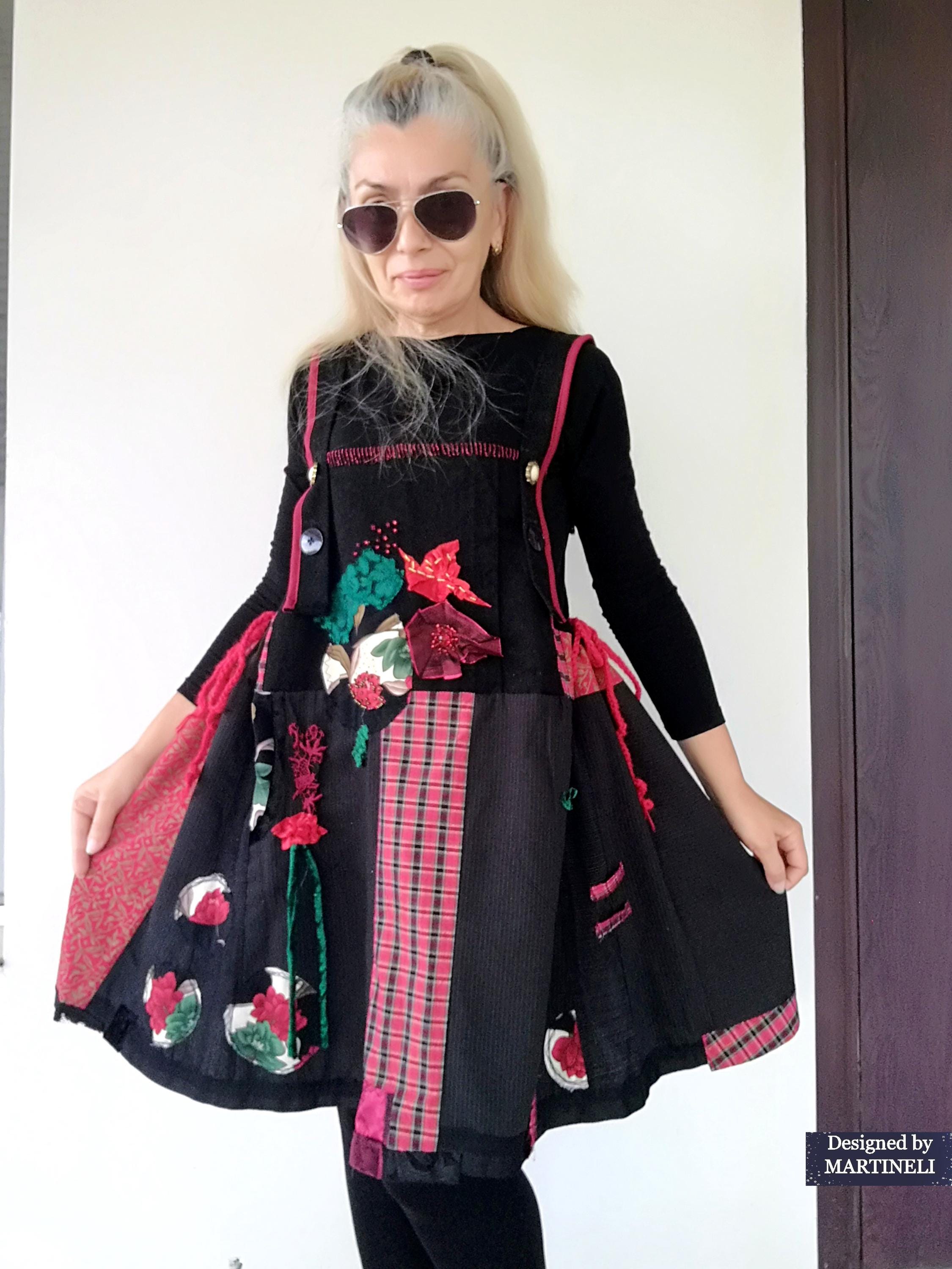 Plus Size Denim Pinafore Dress: 4XL Upcycled Floral Embroidered Overall -  Etsy