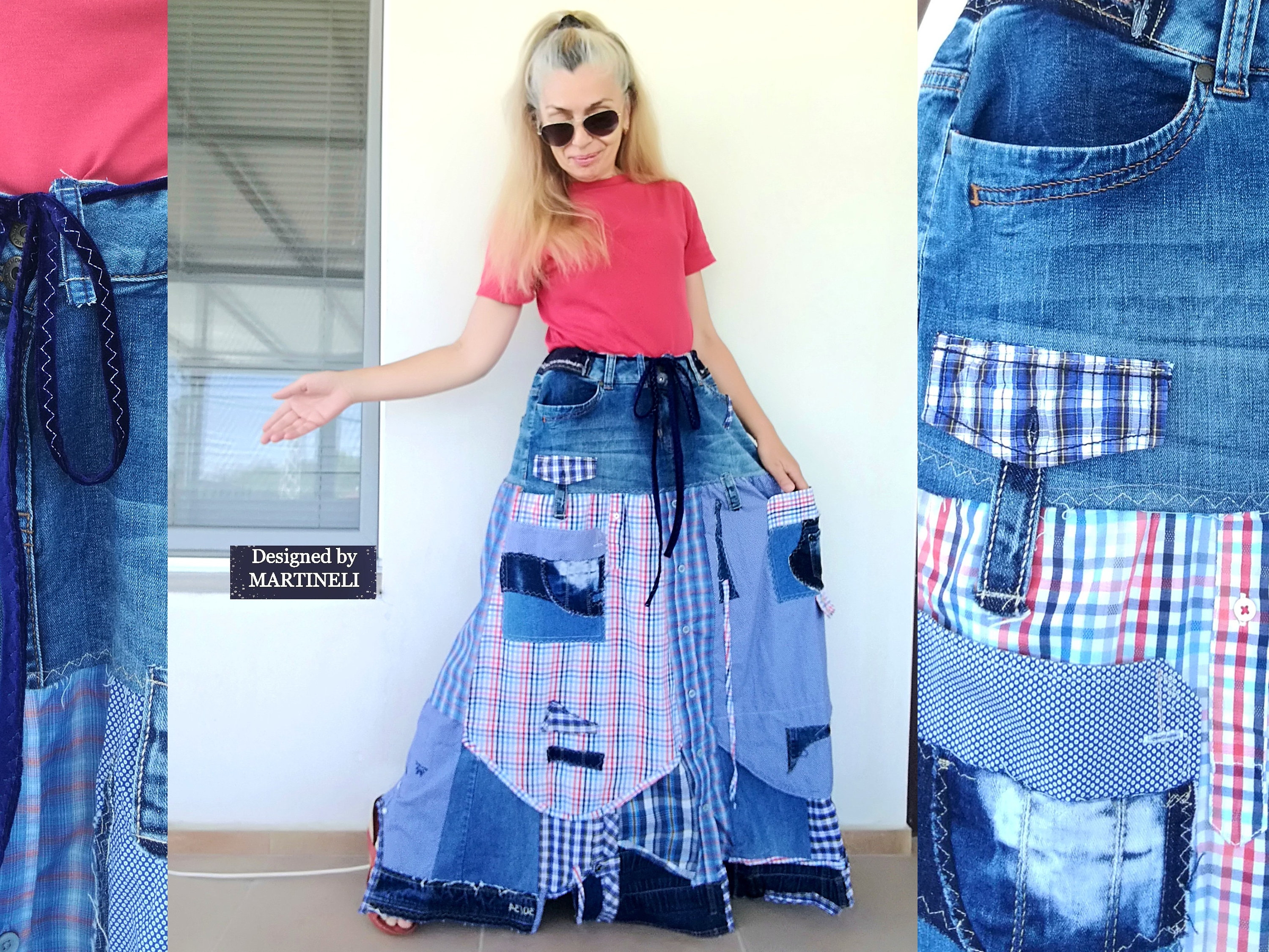 Plus Size Denim Maxi Skirts Etsy Canada
