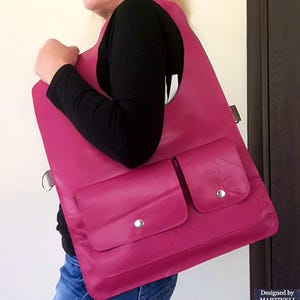 Pink Leather Shoulder Bag Large Elegant Leather Tote Convertible Purse Bag Pink Stylish Crossbody For Women Soft Leather Handbag Extravagant