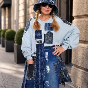 denim patchwork maxi dress Denim Smocked Patchwork Detail Tiered Maxi Dress