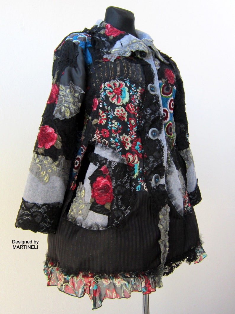 Plus Größe schäbige schicke gesteppte Jacke Upcycled Kleidung | Etsy